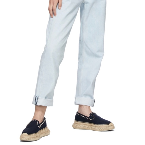 Christian Louboutin Espaboat Navy Espadrille Spiked Shoes 39 - Picture 15 of 16